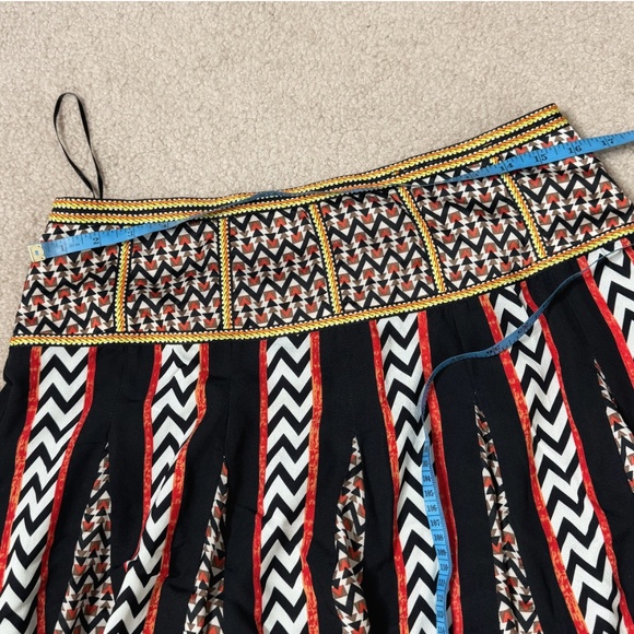 Anthropologie Ranna Gill Skirt Chevron Black Print Stripe Knee Length Size 16 - Picture 10 of 13